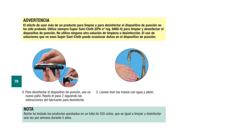Advertencia, Nota | Accu-Chek Aviva Plus silver User Manual | Page 180 / 204