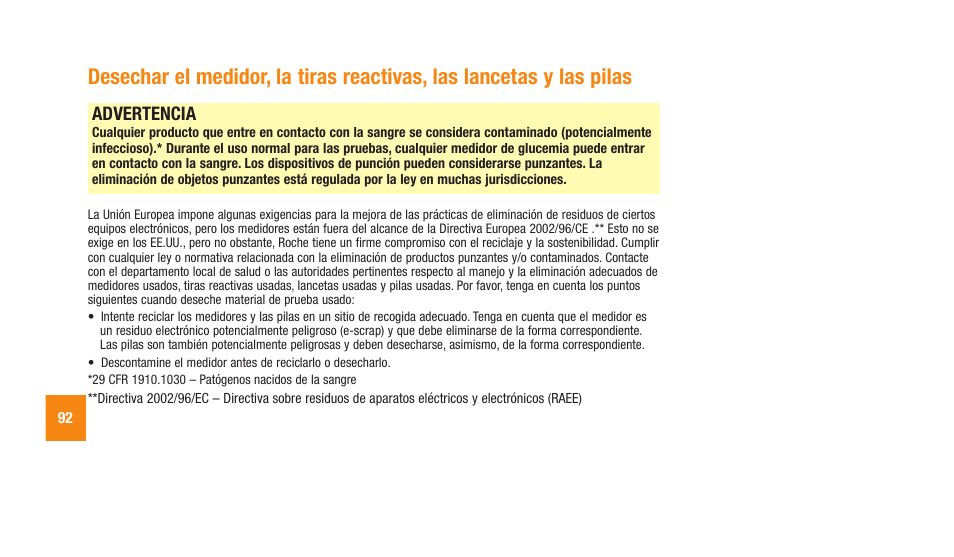 Advertencia | Accu-Chek Aviva Plus silver User Manual | Page 194 / 204