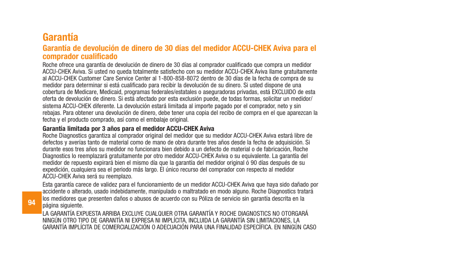 Garantía | Accu-Chek Aviva Plus silver User Manual | Page 196 / 204