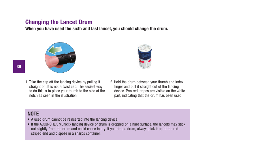 Changing.the.lancet.drum | Accu-Chek Aviva Plus silver User Manual | Page 38 / 204