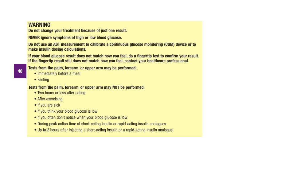 Warning | Accu-Chek Aviva Plus silver User Manual | Page 42 / 204