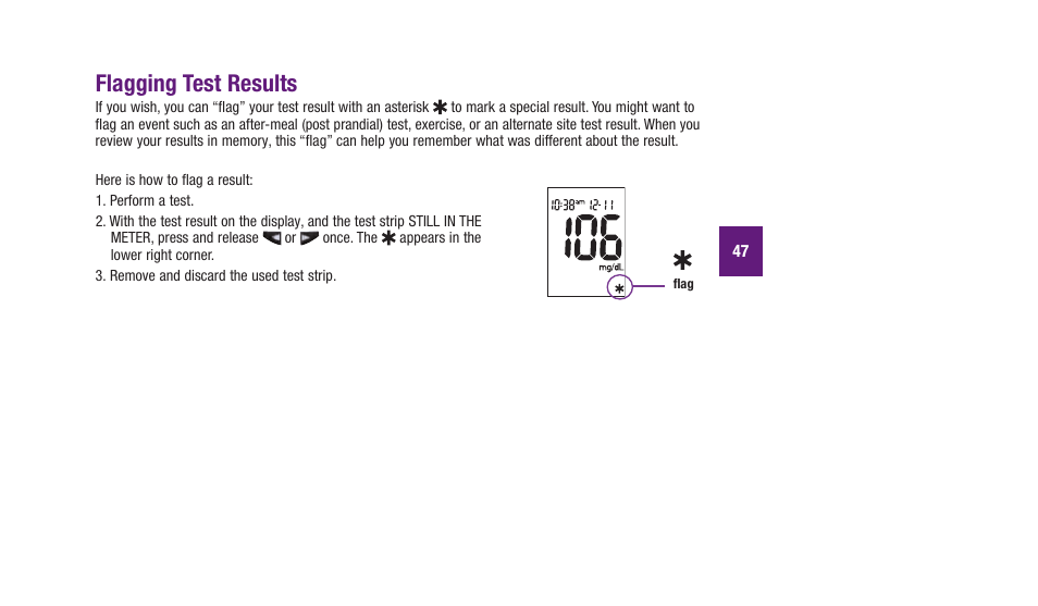 Flagging.test.results | Accu-Chek Aviva Plus silver User Manual | Page 49 / 204