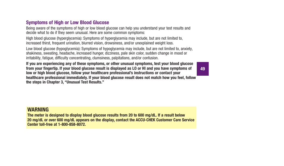 Warning | Accu-Chek Aviva Plus silver User Manual | Page 51 / 204