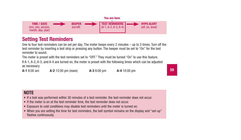 Setting.test.reminders | Accu-Chek Aviva Plus silver User Manual | Page 61 / 204