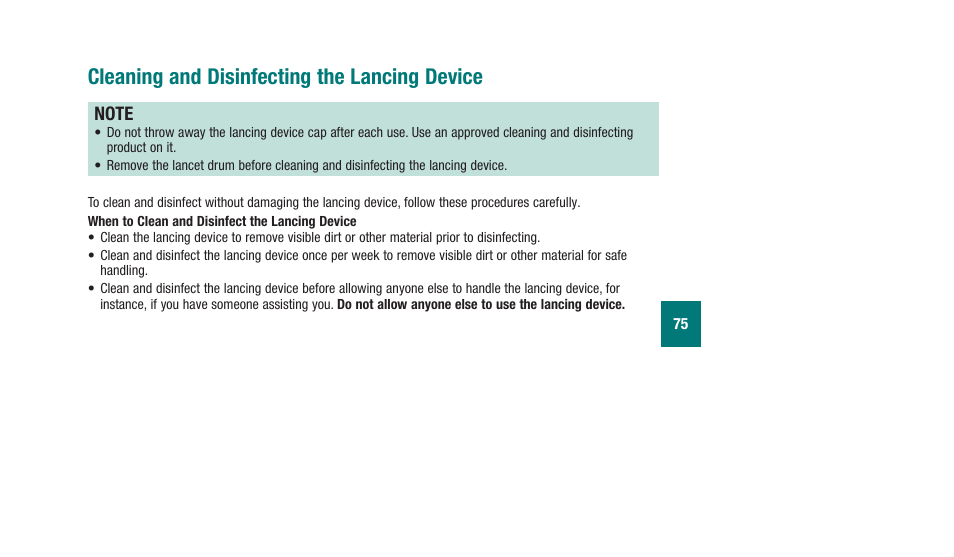 Cleaning.and.disinfecting.the.lancing.device | Accu-Chek Aviva Plus silver User Manual | Page 77 / 204