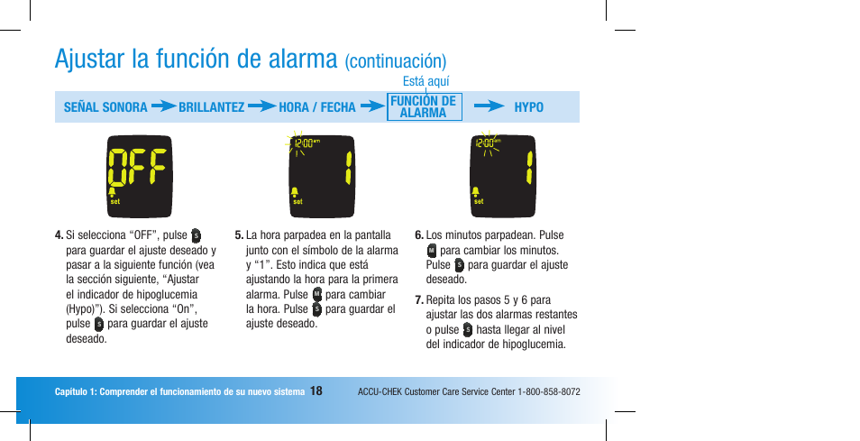 Ajustar la función de alarma, Continuación) | Accu-Chek Compact Plus User Manual | Page 116 / 196