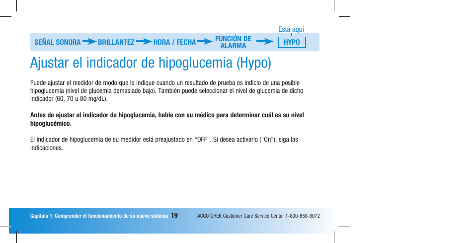 Ajustar el indicador de hipoglucemia (hypo) | Accu-Chek Compact Plus User Manual | Page 117 / 196