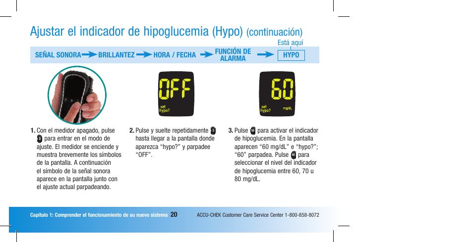 Ajustar el indicador de hipoglucemia (hypo), Continuación) | Accu-Chek Compact Plus User Manual | Page 118 / 196