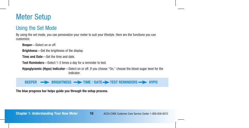 Meter setup, Using the set mode | Accu-Chek Compact Plus User Manual | Page 12 / 196
