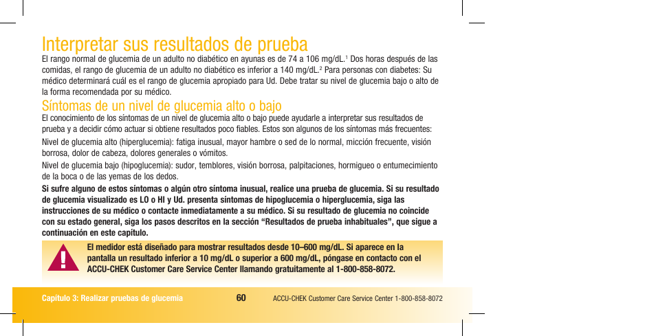 Interpretar sus resultados de prueba, Síntomas de un nivel de glucemia alto o bajo | Accu-Chek Compact Plus User Manual | Page 158 / 196