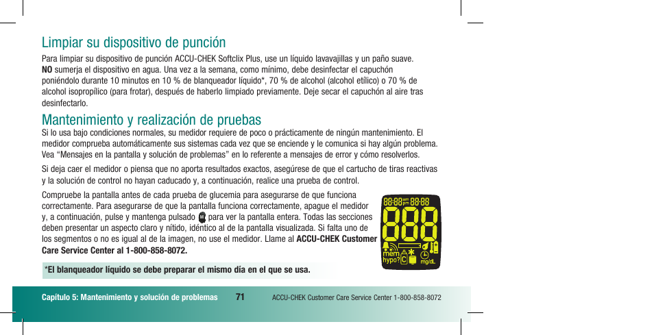 Limpiar su dispositivo de punción, Mantenimiento y realización de pruebas | Accu-Chek Compact Plus User Manual | Page 169 / 196