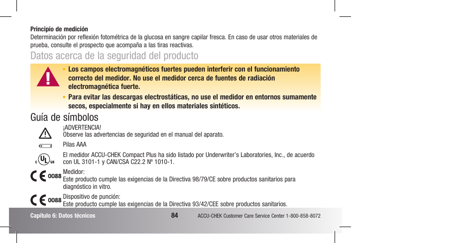 Datos acerca de la seguridad del producto, Guía de símbolos | Accu-Chek Compact Plus User Manual | Page 182 / 196