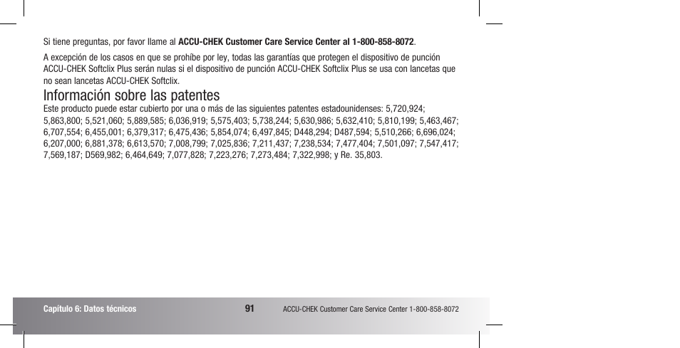 Información sobre las patentes | Accu-Chek Compact Plus User Manual | Page 189 / 196