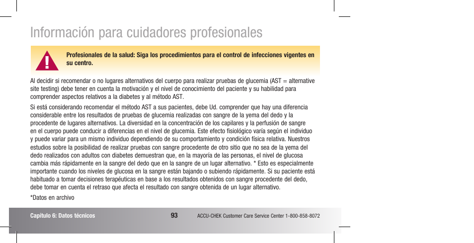 Información para cuidadores profesionales | Accu-Chek Compact Plus User Manual | Page 191 / 196