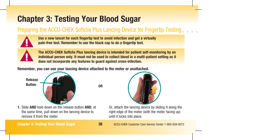 Chapter 3: testing your blood sugar | Accu-Chek Compact Plus User Manual | Page 40 / 196