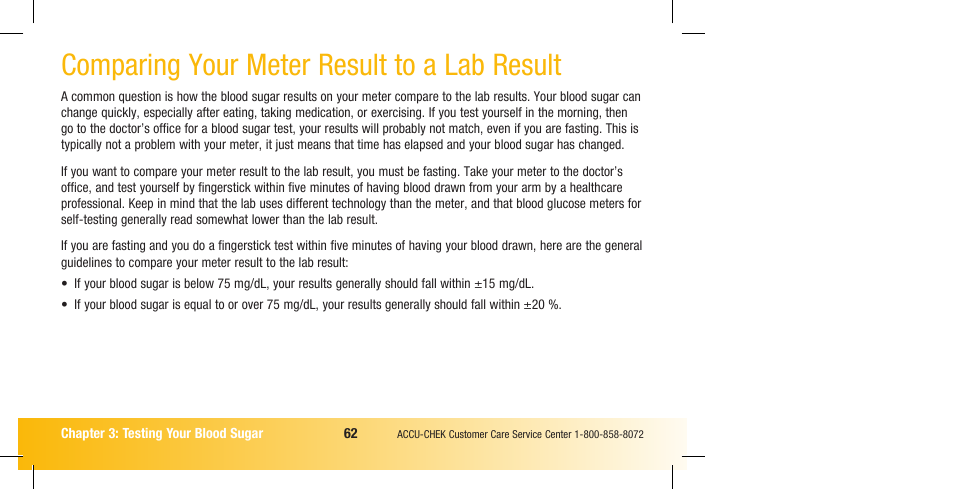 Comparing your meter result to a lab result | Accu-Chek Compact Plus User Manual | Page 64 / 196