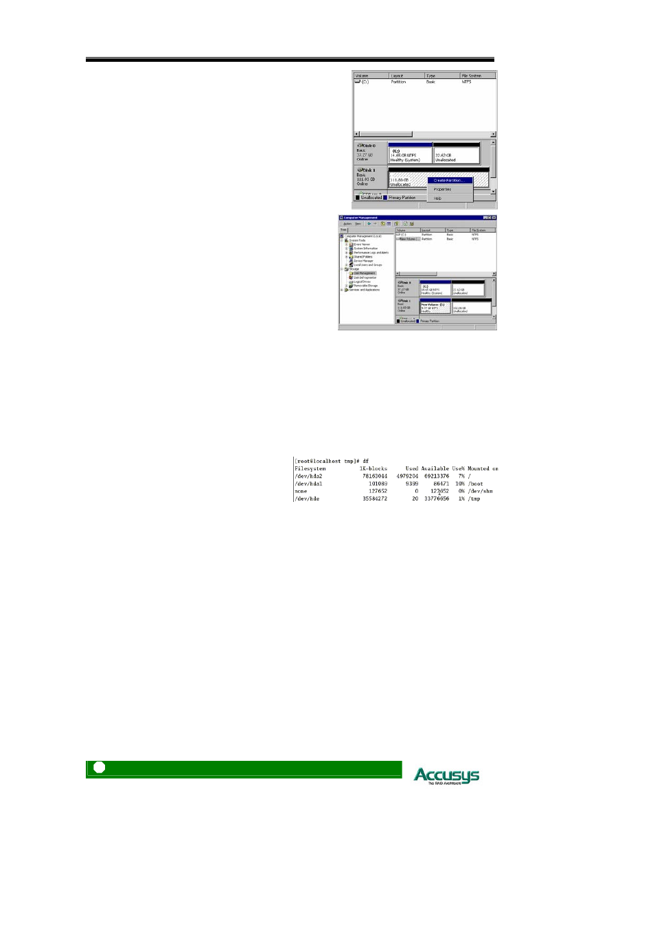 Partitioning the array - linux | Accusys Acuta User Manual | Page 44 / 79