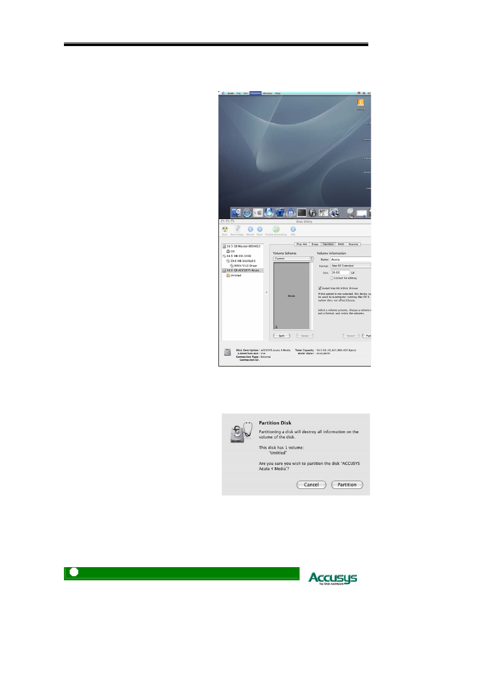 Partitioning the array – mac os x | Accusys Acuta User Manual | Page 46 / 79