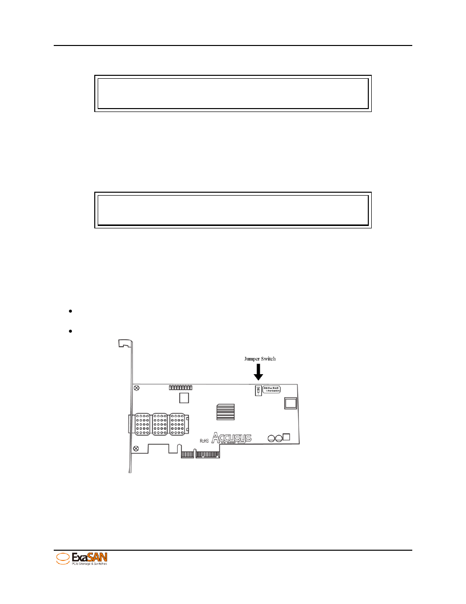 2 installing the hba card, Installing the hba card, Figure 15: hba card’s jumper switch | Accusys ExaSAN B08S2-PS User Manual | Page 34 / 103