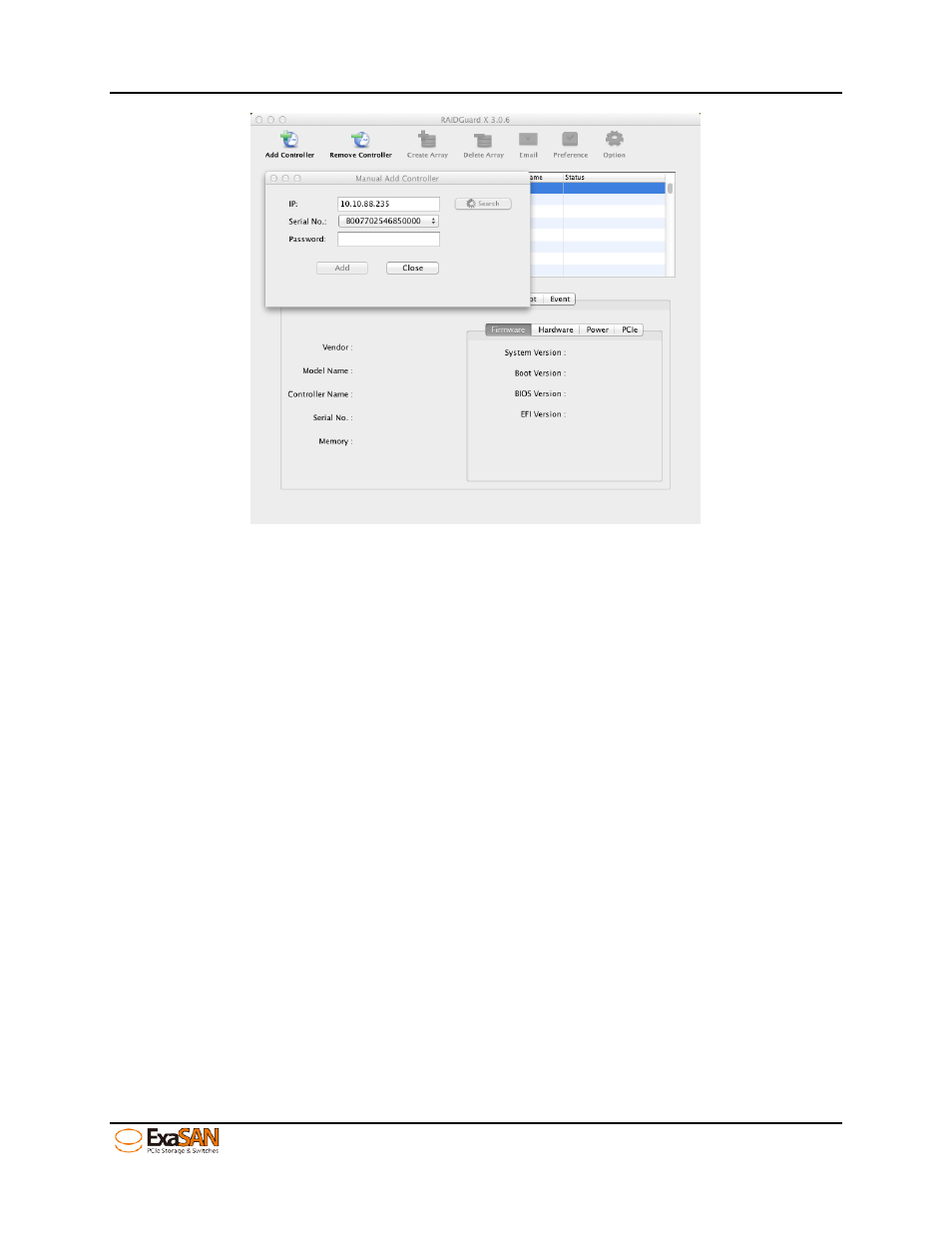 Figure 39: gui “manual add raid controller 2/2 | Accusys ExaSAN B08S2-PS User Manual | Page 58 / 103