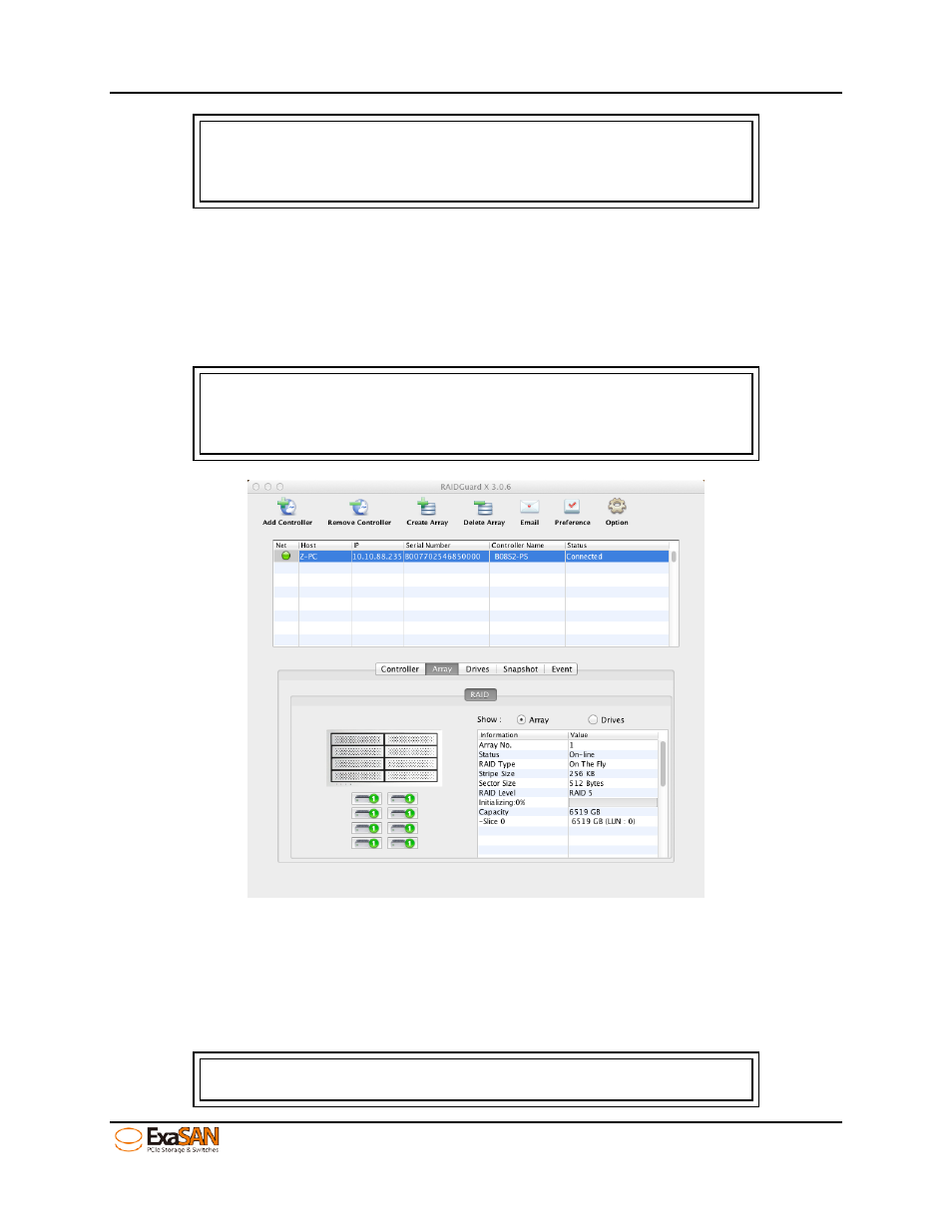 Figure 50: gui “array initializing percentage | Accusys ExaSAN B08S2-PS User Manual | Page 64 / 103