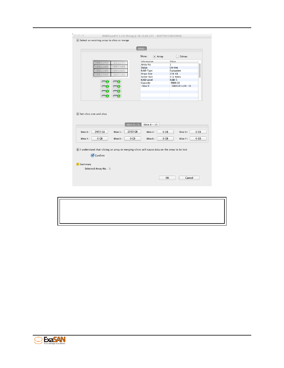 Figure 68: gui “slicing 3/3 | Accusys ExaSAN B08S2-PS User Manual | Page 79 / 103