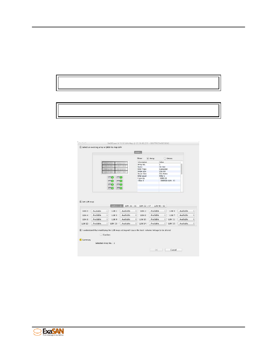 2 lun map, Lun map, Figure 69: gui “lun mapping 1/3 | Accusys ExaSAN B08S2-PS User Manual | Page 80 / 103