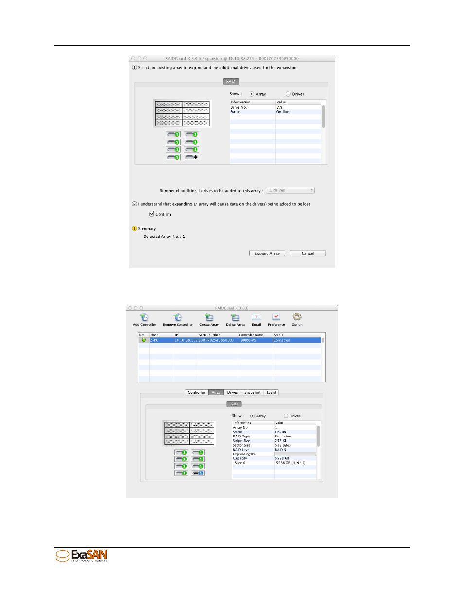 Figure 73: gui “expansion 1/2, Figure 74: gui “expansion 2/2 | Accusys ExaSAN B08S2-PS User Manual | Page 83 / 103