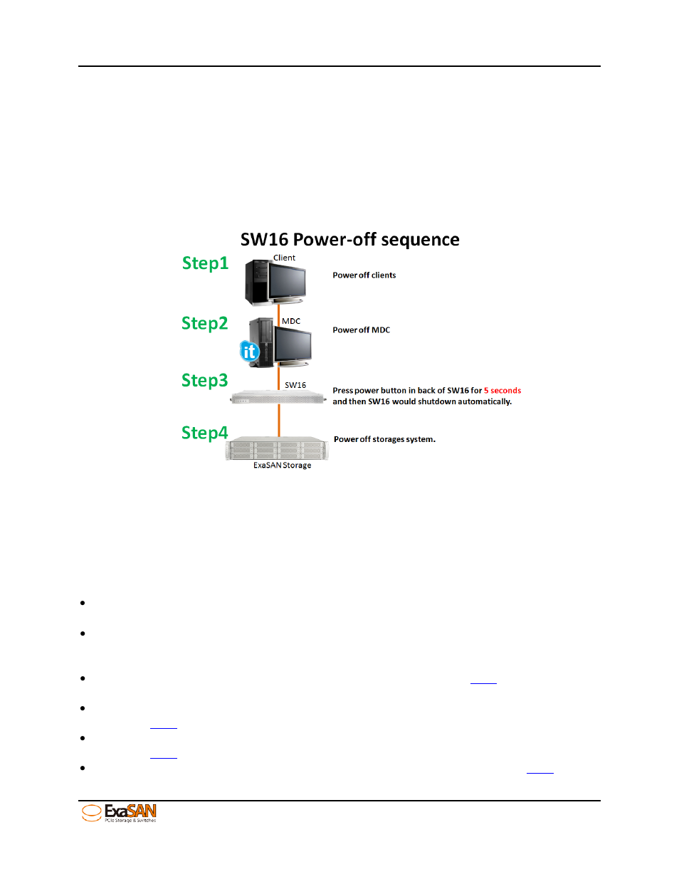 2 powering off, 3 installing the installer package, 1 before you start | Powering off, Installing the installer package, Before you start, Figure 24: power off sequence | Accusys ExaSAN SW16 User Manual | Page 38 / 104