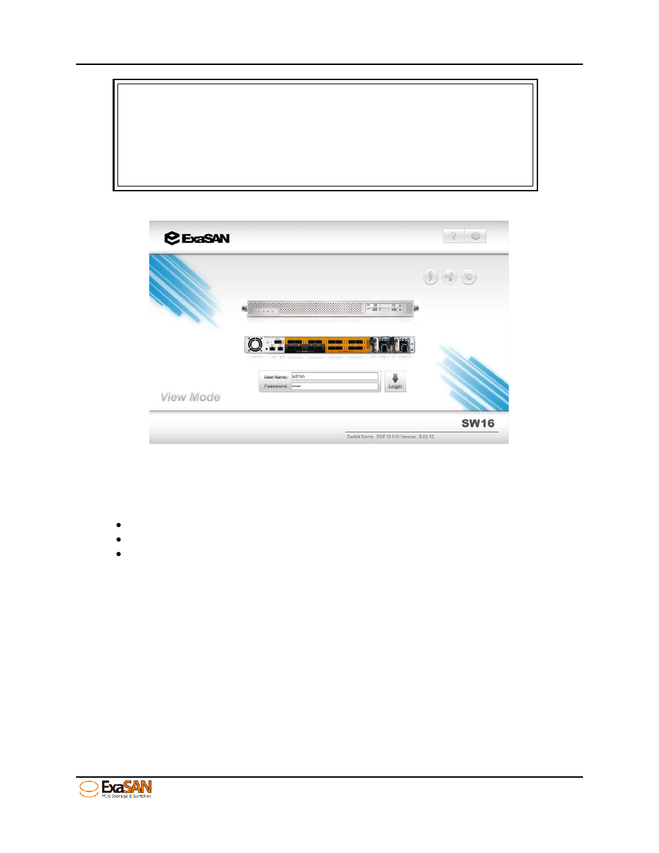 3 configuration menu - overview, Configuration menu - overview, Figure 37: enter user name and password | Accusys ExaSAN SW16 User Manual | Page 50 / 104