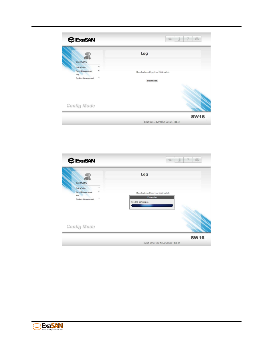 Figure 45: to find “download” button, Figure 46: processing bar | Accusys ExaSAN SW16 User Manual | Page 55 / 104