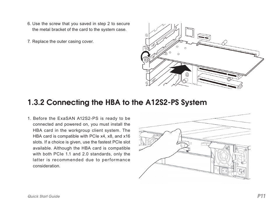 2 connecting the hba to the a12s2-ps system | Accusys ExaSAN A12S2-PS User Manual | Page 15 / 32