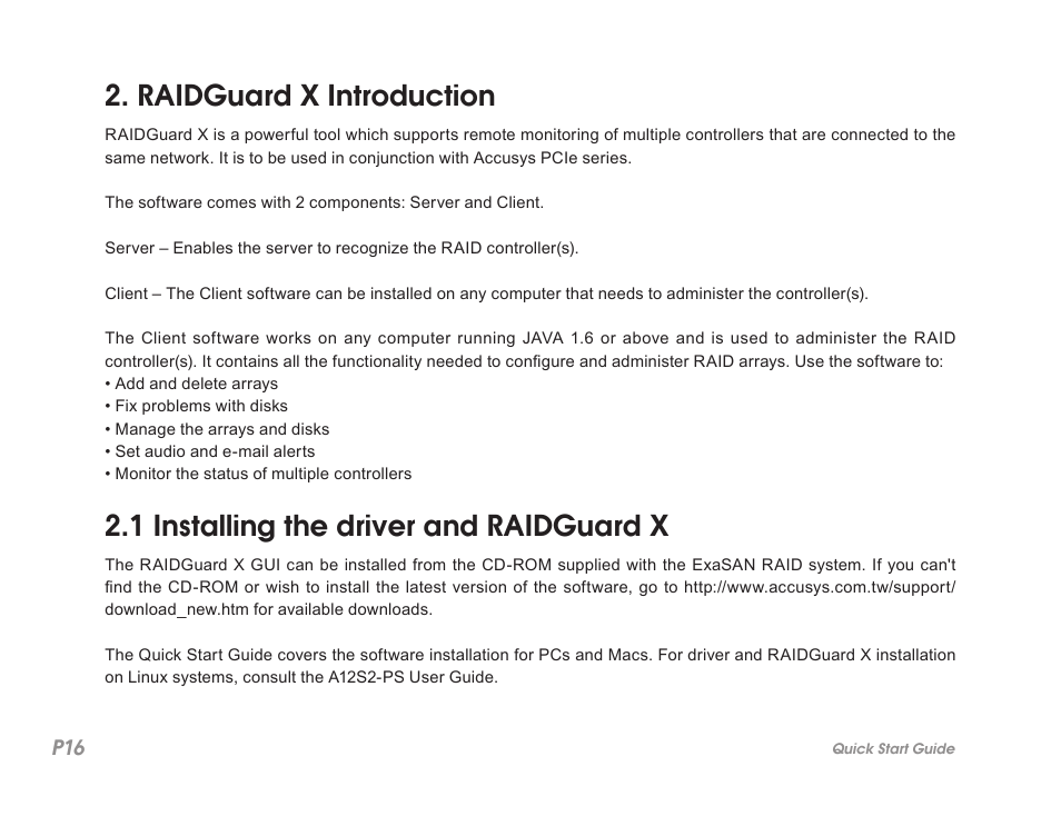 Raidguard x introduction, 1 installing the driver and raidguard x | Accusys ExaSAN A12S2-PS User Manual | Page 20 / 32