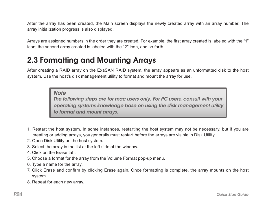 3 formatting and mounting arrays | Accusys ExaSAN A12S2-PS User Manual | Page 28 / 32