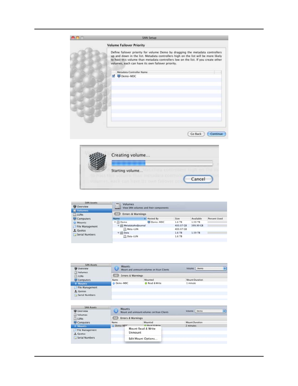 4 mounting or un-mounting a volume, Mounting or un-mounting a volume -20 | Accusys ExaSAN SW-08 User Manual | Page 71 / 89