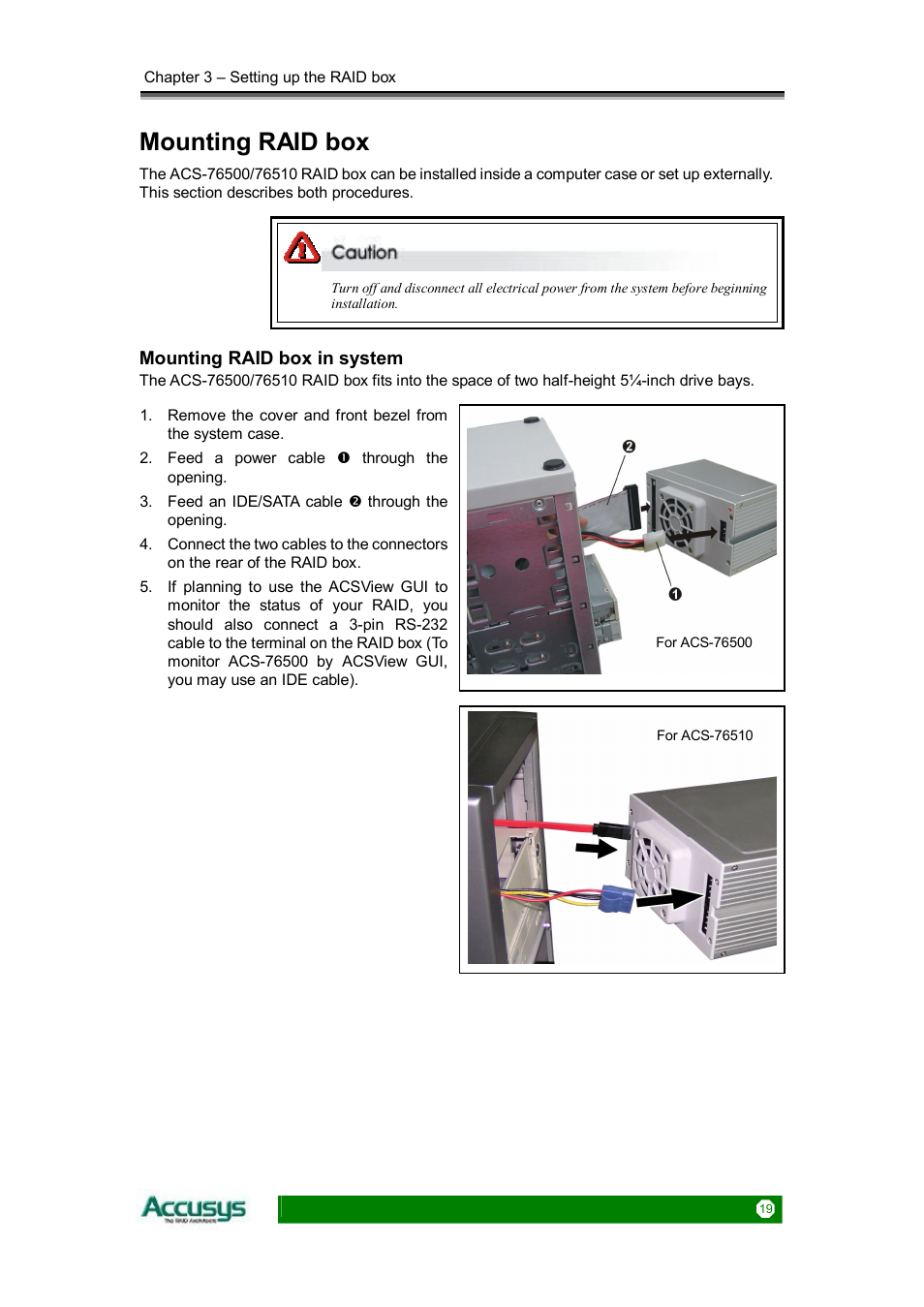 Mounting raid box | Accusys ACS-76510 User Manual | Page 19 / 34
