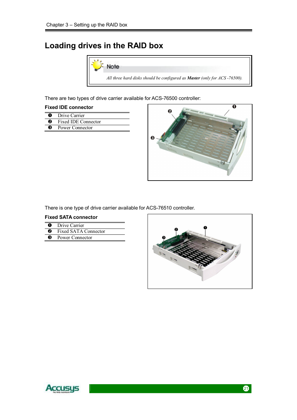 Loading drives in the raid box | Accusys ACS-76510 User Manual | Page 21 / 34