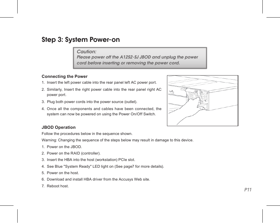 Step 3: system power-on | Accusys ExaSAN A12S2-SJ User Manual | Page 13 / 24