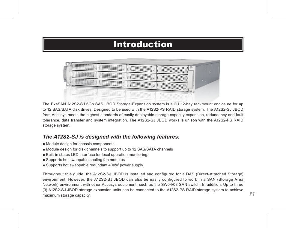 Introduction | Accusys ExaSAN A12S2-SJ User Manual | Page 3 / 24