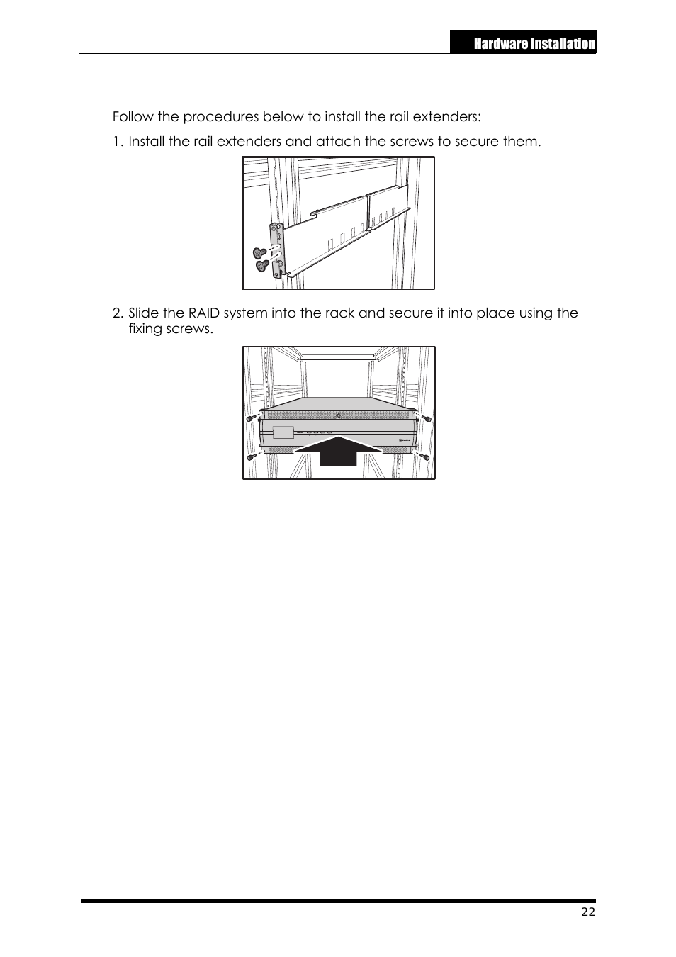 1 installing the rail extenders, Installing the rail extenders | Accusys ExaRAID A24U-SS User Manual | Page 29 / 53