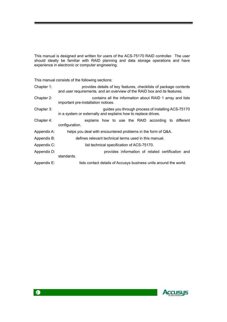 About this manual | Accusys ACS-75170 User Manual | Page 2 / 29