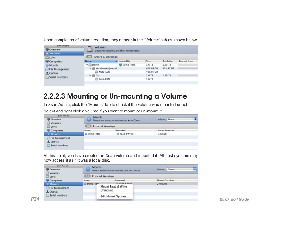 3 mounting or un-mounting a volume | Accusys ExaSAN SW-08 User Manual | Page 36 / 40