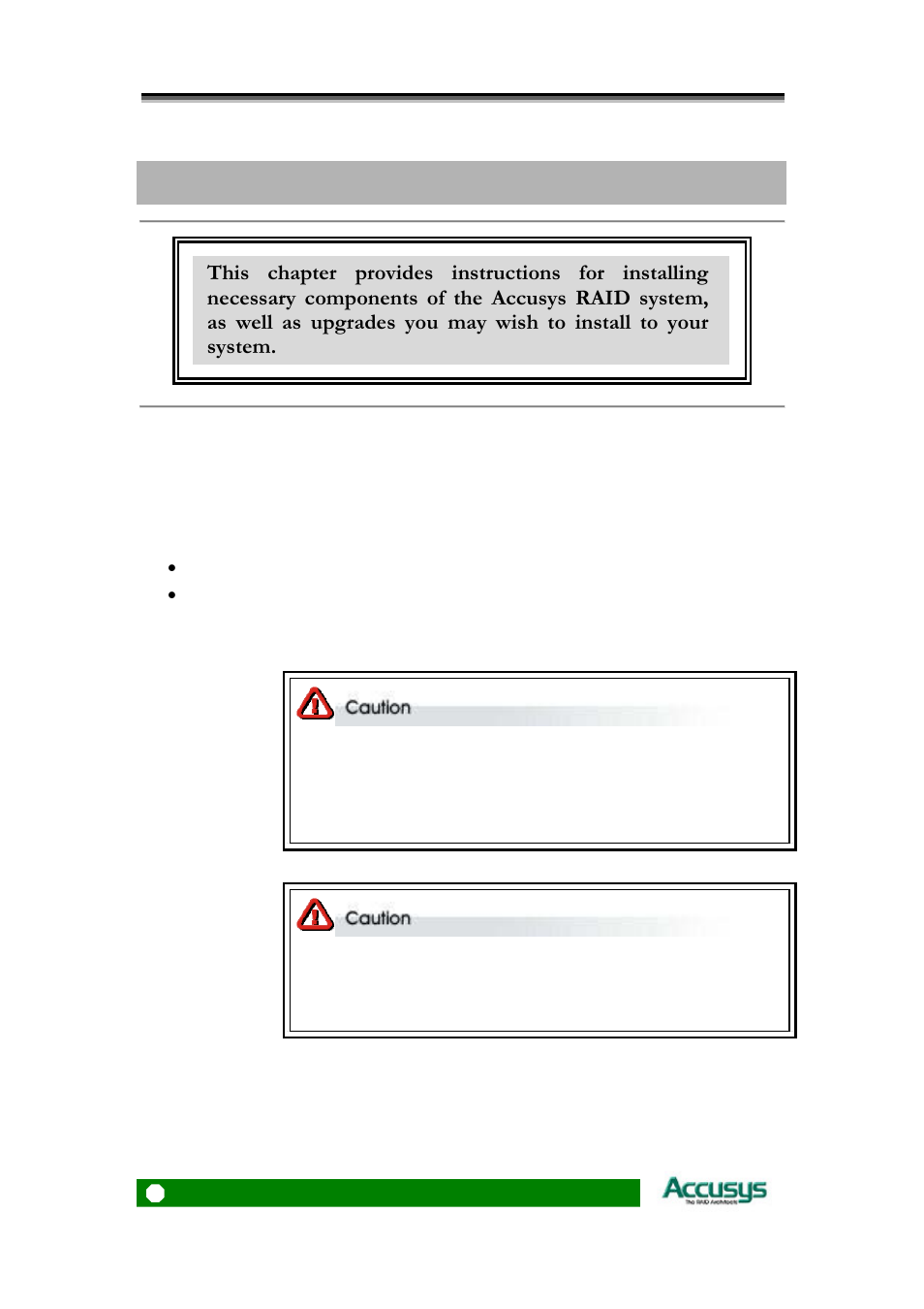 Chapter 4 installation, Basic installation, Pre-installation notices | Installation, Chapter 4 | Accusys ExaSAN A08S-PS User Manual | Page 18 / 38