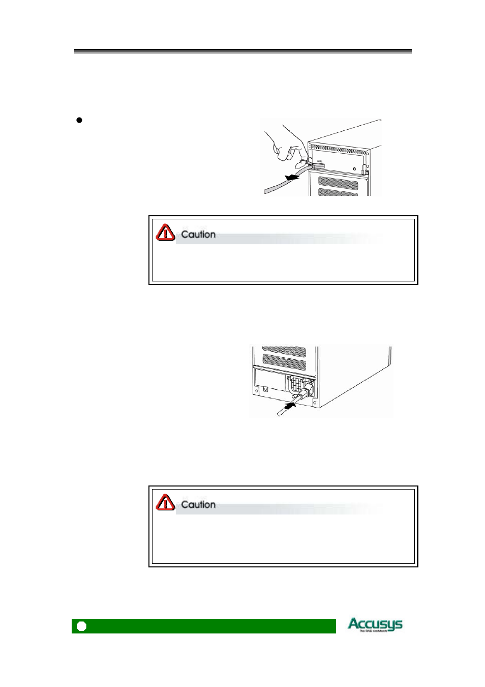 Removing the external pcie x4 cable, Connecting to a power source and powering on | Accusys ExaSAN A08S-PS User Manual | Page 24 / 38