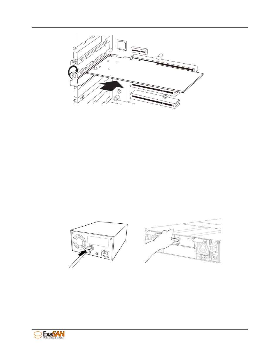 2 connecting swf16 to the exasan storages, Connecting swf16 to the exasan storages, Figure 17: install hba card on a pcie slot | Accusys ExaSAN SWF16 User Manual | Page 35 / 107