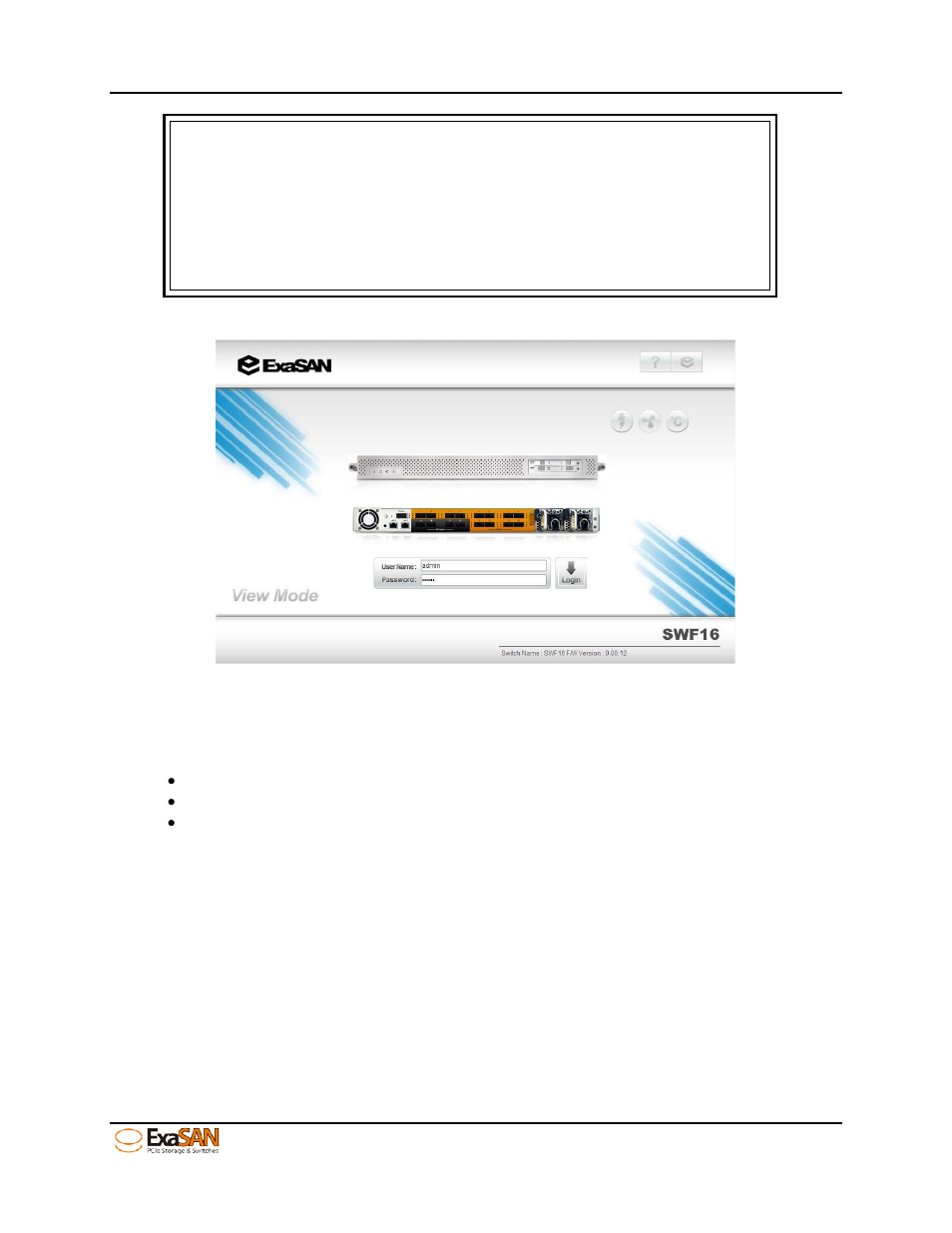 3 configuration menu - overview, Configuration menu - overview, Figure 41: enter user name and password | Accusys ExaSAN SWF16 User Manual | Page 52 / 107