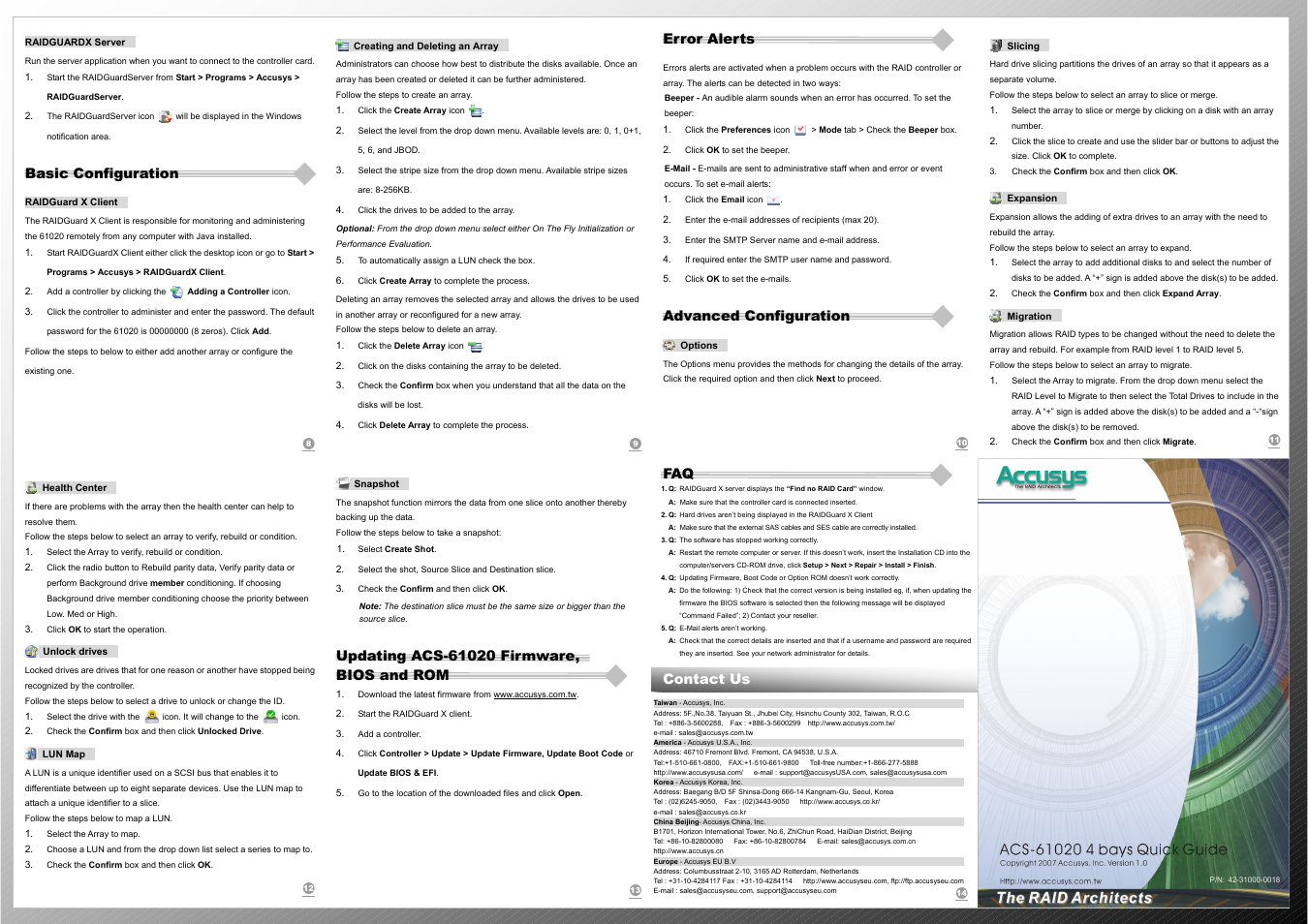 Basic configuration, Error alerts, Advanced configuration | Contact us | Accusys ACS 61020-4 User Manual | Page 2 / 2