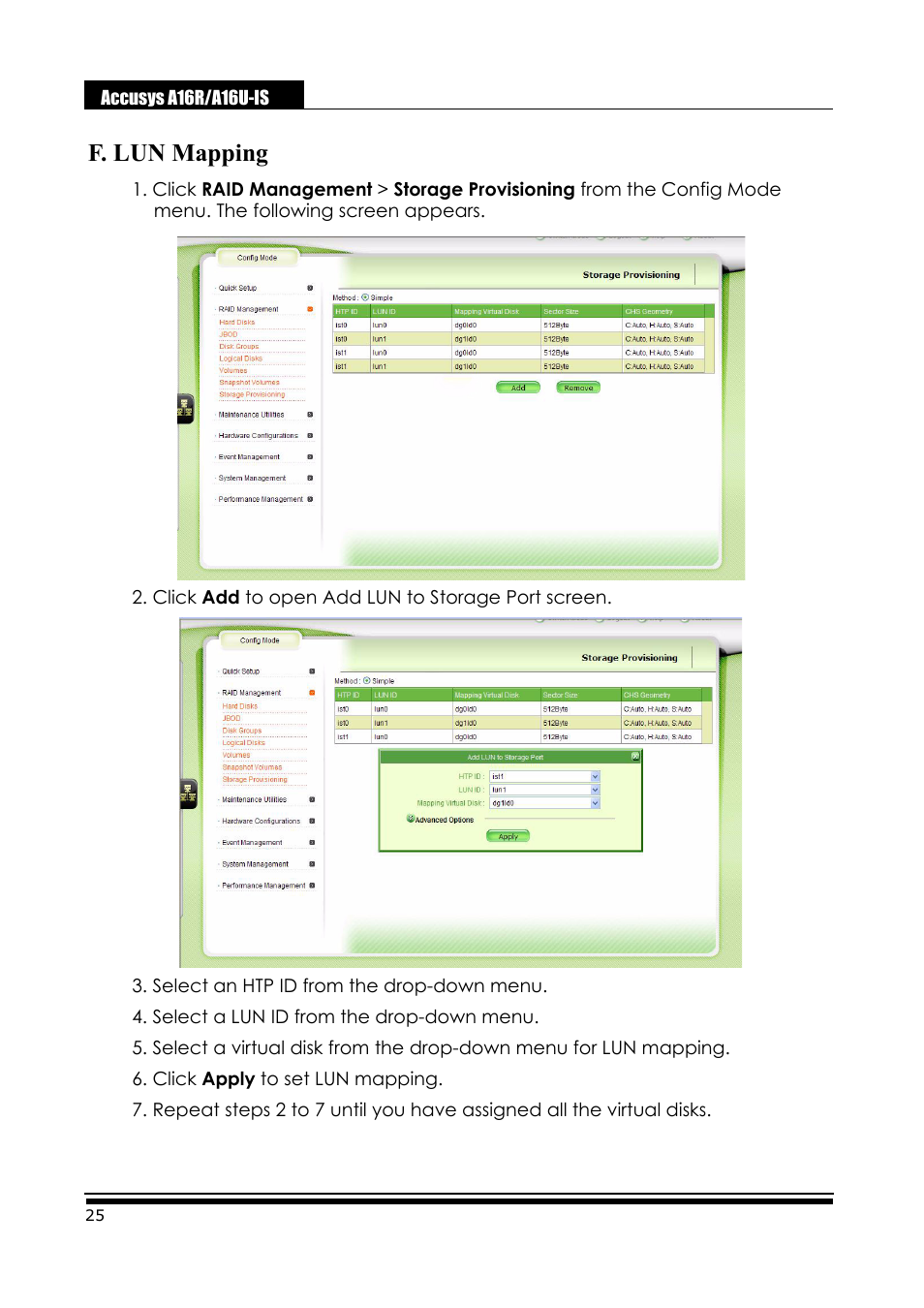 F. lun mapping | Accusys ExaRAID A16U-IS User Manual | Page 27 / 40