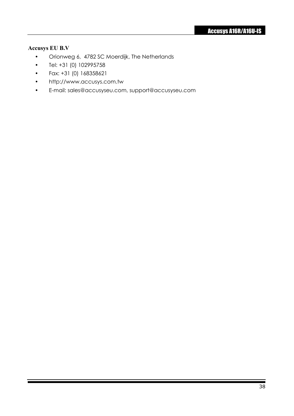 Accusys ExaRAID A16U-IS User Manual | Page 40 / 40