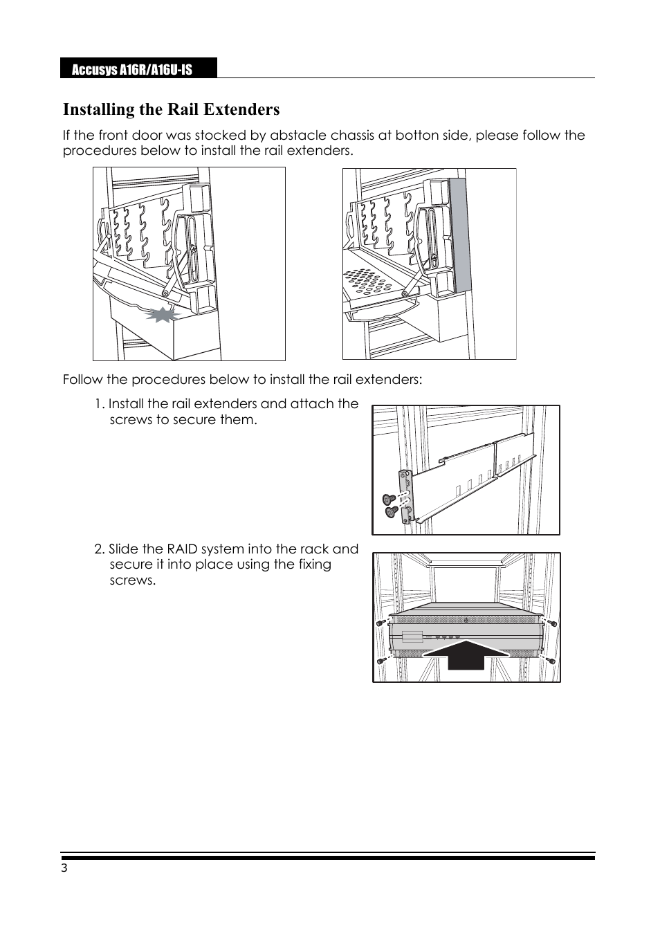 Installing the rail extenders | Accusys ExaRAID A16U-IS User Manual | Page 5 / 40